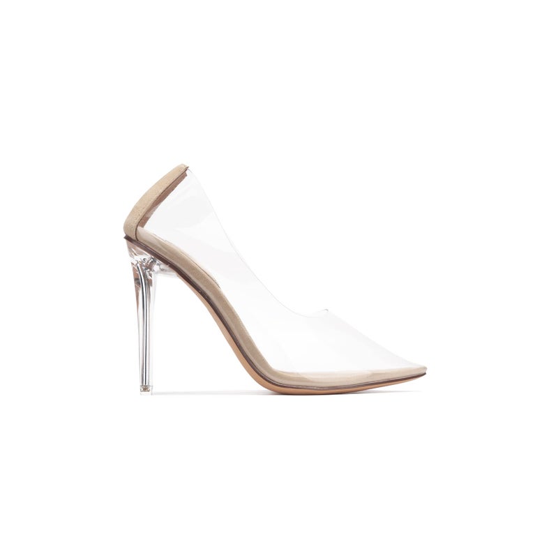 Cape Robbin Clear Pointed Toe Heels for Women- Pointy Heels for Women with Transparent Upper, 3.75 inch Lucite Heel & Genuine Leather Insole- Classy Clear Pumps (Glass Doll) - Nude Size 8.5 - Image 2